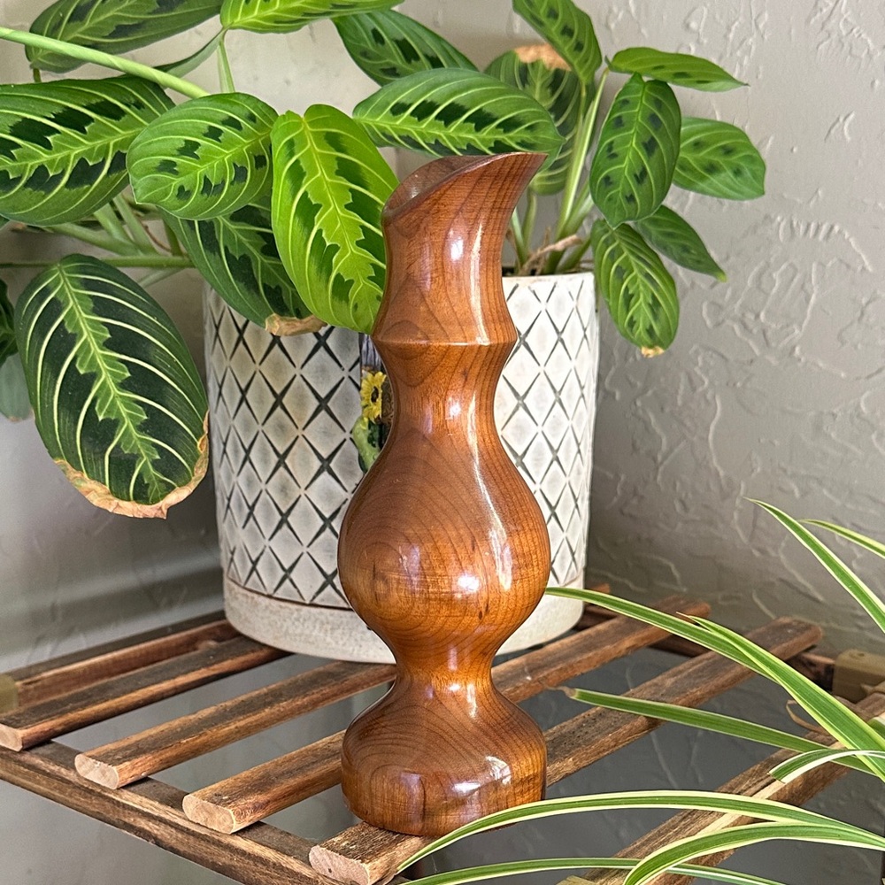 Myrtle wood carved hand made‎ vase signed 8 inches tall